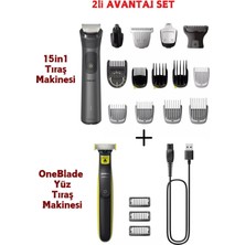 Philips Islak & Kuru 15 In 1 Traş Makinesi - One Blade Teknolojisi( Sıfır Tıraş) - Avantajlı 2 Li Set