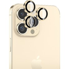 Bix iPhone 14 Pro / 14 Pro Max Safir Lens Koruyucu 3D Kamera Camı 9h Premium Lens Kapağı Altın