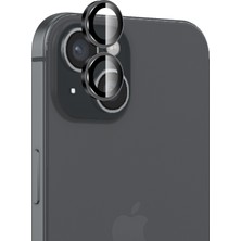 Bix iPhone 15 / 15 Plus Safir Lens Koruyucu 3D Kamera Camı 9h Premium Lens Kapağı Siyah