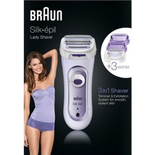 Braun Silk Epil Lady Shaver 3 Başlıklı Tıraş Makinesi, Hassas Bölge ve Peeling Başlıklarıyla LS5560