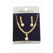 Bijuteri Net Damla Zirkon Taşlı Set Kolye