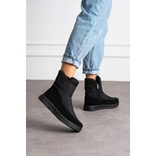 Ayakkabı Ülkesi Esnek Konforlu Kaliteli Kürklü Ortopedik Su Geçirmez Kaymaz Taban Günlük Siyah Kadın Karbotu