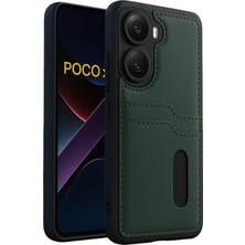 DecoTech Xiaomi Poco X7 Pro Kılıf Sara Kartvizitli Deri Kılıf - Koyu Yeşil