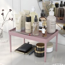 Tek Katlı Çok Amaçlı Ev Banyo Ofis Mutfak Makyaj ve Kozmetik Organizer Düzenleyici Raf (Rose, 1 Yüzey)