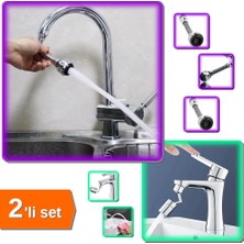 Hereveoyuncak 2 Fonksiyonlu Esnek Musluk Başlığı + 720 Derece Dönebilen Hareketli Musluk Başlık - 2li Set W7E3Y7