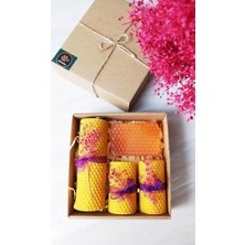 Doğal Petek Mum ve Ballı Sabun Seti Kutuda Bal Mumu Sarma Mum Beeswax Candle Hazır Hediye Kutusu