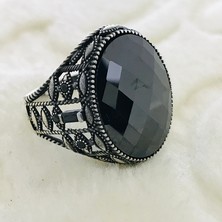 Canka Siyah Zirkon Taşlı 925 Ayar Gümüş Erkek Yüzük