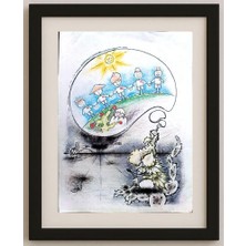 Karikatural Unknown 35X25CM Orijinal Karikatür Tablo