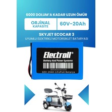 Electroll Skyjet Ecocar 3 Uyumlu Batarya (Standart Kapasite) Lifepo4 60V 20AH Elektrikli Motorsiklet Bataryası