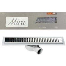 Duş Kanalı, Lineer 40 Cm, Mira, Abs Döner Gider, Seramik Uyumlu, 1.5 mm Paslanmaz Çelik Izgara, Yandan 50'lik Çıkış
