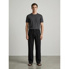 Dozor Erkek Palazo Keten Pantolon Siyah