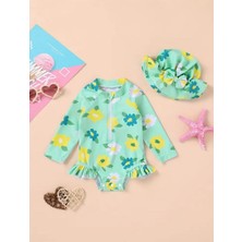 RosabelleMare Çiçek Desenli Kız Bebek Tulum Mayo,