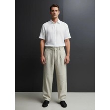 Dozor Erkek Palazo Keten Pantolon Krem