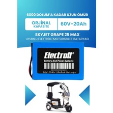 Electroll Skyjet Grape 25 Max Uyumlu Batarya (Standart Kapasite) Lifepo4 60V 20AH Elektrikli Motorsiklet Bataryası