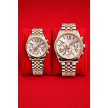 Rodium Sevgili Çift Saati Kadın Erkek Gümüş Kol Saati