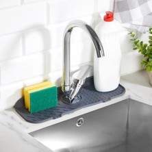 Elastik Musluk Matı Su Tutucu Düzenleyici Silikon Kaydırmaz Mutfak Eyve Banyo Lavabo Tezgah Üstü Matı