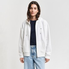 Gant Kadın Beyaz Relaxed Fit Kapüşonlu Sweatshirt