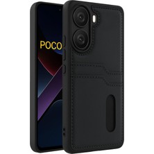 Toyigoo Xiaomi Poco X7 Pro Kılıf Sara Kartvizitli Deri Kılıf - Siyah