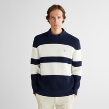 Gant Erkek Lacivert Relaxed Fit Bisiklet Yaka Triko