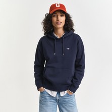 Gant Kadın Lacivert Relaxed Fit Kapüşonlu Sweatshirt