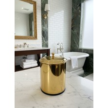 Emfa Aksesuar Gold Vintage Çöp Kovası Gold Kulplu Kova - Klasik Model