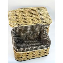 2'li Kapaklı Hasır Sepet – Oyuncak Kutusu, Elbise ve Havlu Saklama Sepeti, Bez Astarlı Doğal Hasır Kutu, Dekoratif ve Fonksiyonel Saklama Çözümü, Şık ve Dayanıklı Tasarım (Hasır Kapak)