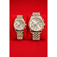 Rodium Sevgili Çift Saati Kadın Erkek Gümüş Kol Saati