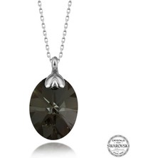 Özcömert Silver Swarovski Crystal Taşlı Oval Gümüş Kadın Kolye
