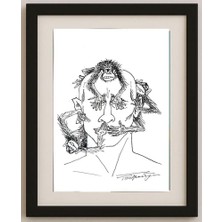 Karikatural Boris Erenburg 29X21CM Orijinal Karikatür Tablo