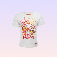 Nickelodeon Paw Patrol Çocuk Kız Beyaz Yılbaşı Tişörtü