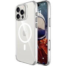 Bix iPhone 15 Pro Magsafe Uyumlu Transparan Şeffaf Kılıf Güçlü Manyetik Üstün Darbe Koruması