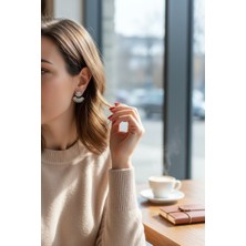 Alya's Aksesuar Vıp Seri Gümüş Rengi Göz Detaylı Tasarım Küpe