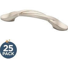 Kavisli Dolap Çekme, Nikel, 3 Inç Çekmece Kolu, 25'li Paket, P35518K-SN-B1