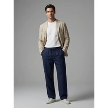 Dozor Erkek Palazo Keten Pantolon Lacivert