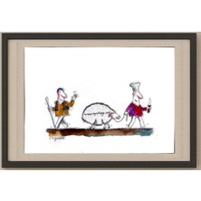 Karikatural Sepideh Anjomrooz 29X21CM Orijinal Karikatür Tablo