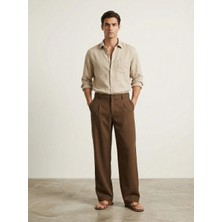 Byolis Erkek Palazo Kumaş Pantolon Kahverengi