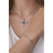 Ares 01 Store Gümüş Renk Yusufçuk Kuşu Kolye ve Çok Kaliteli Bileklik Kombin Set