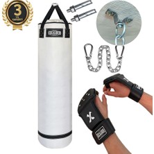 Excalibur Polystar Boks Kum Torbası 135 x 35 cm Beyaz - Eldivenli