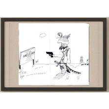 Karikatural Seyyeh Hassan Hejazi 35X25CM Orijinal Karikatür Tablo