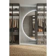FAWdecor Modern LED Aydınlatmalı Yarım Ay Dekoratif Duvar Boy Aynası – Minimal & Lüks Tasarım