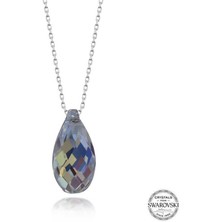 Özcömert Silver Swarovski Crystal Taşlı Drop Kesim Gümüş Kadın Kolye
