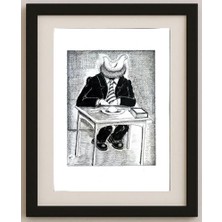 Karikatural Akbar Nabi Chenany 35X25CM Orijinal Karikatür Tablo