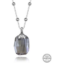 Özcömert Silver Swarovski Crystal Taşlı Top Zincir Baget Gümüş Kadın Kolye