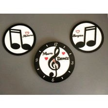Müzik,nota ,sol Anahtarı Temalı Duvar Saati Kişiye Özel NO:106