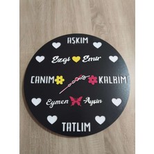 Sevgili-Aşk-Saadet-Mutluluk Kişiye Özel Isim Yazılı Duvar Saati