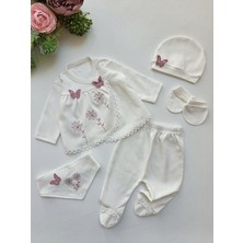 Baharda Nova %100 Pamuk Kız Bebek Yeni Doğan 5’li Hastane Çıkış Seti / Zıbın / Mevlüt Set