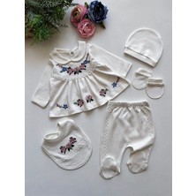 Baharda Nova %100 Pamuk Kız Bebek Yeni Doğan 5’li Hastane Çıkış Seti / Zıbın / Mevlüt Set