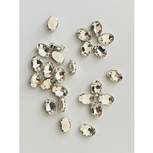 öztürk Oval Kasalı Beyoğlu Taşı Dikme Kristal Boncuk. 12X18MM. 25 Adet.