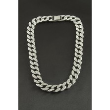 Bijuteri Net Chain Oval Zirkon Taşlı Lüks Çelik Kolye