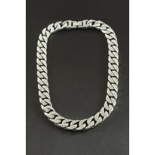 Bijuteri Net Chain Düz Zirkon Taşlı Lüks Çelik Kolye